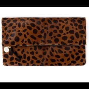 Clare V Leopard Foldover Clutch-NWT